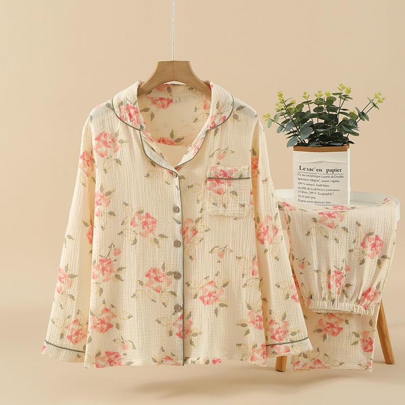 Gillian – Doppel-lagige lockere All-Cotton Crepe Pyjama-Anzug