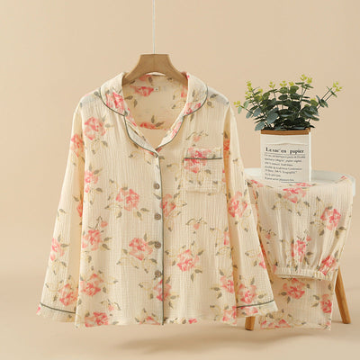 Gillian – Doppel-lagige lockere All-Cotton Crepe Pyjama-Anzug