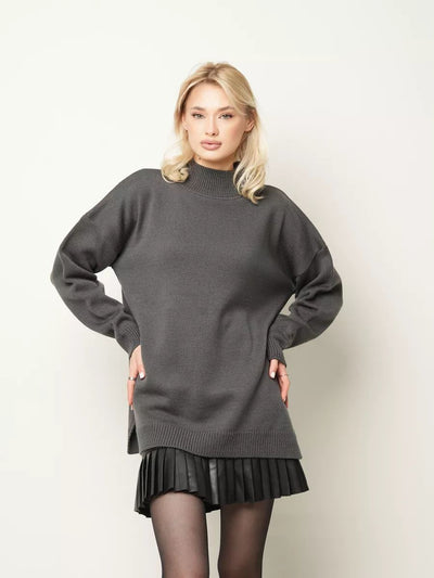 Damen Oversized Rollkragenpullover aus hochwertiger Baumwolle Heidi-Mode
