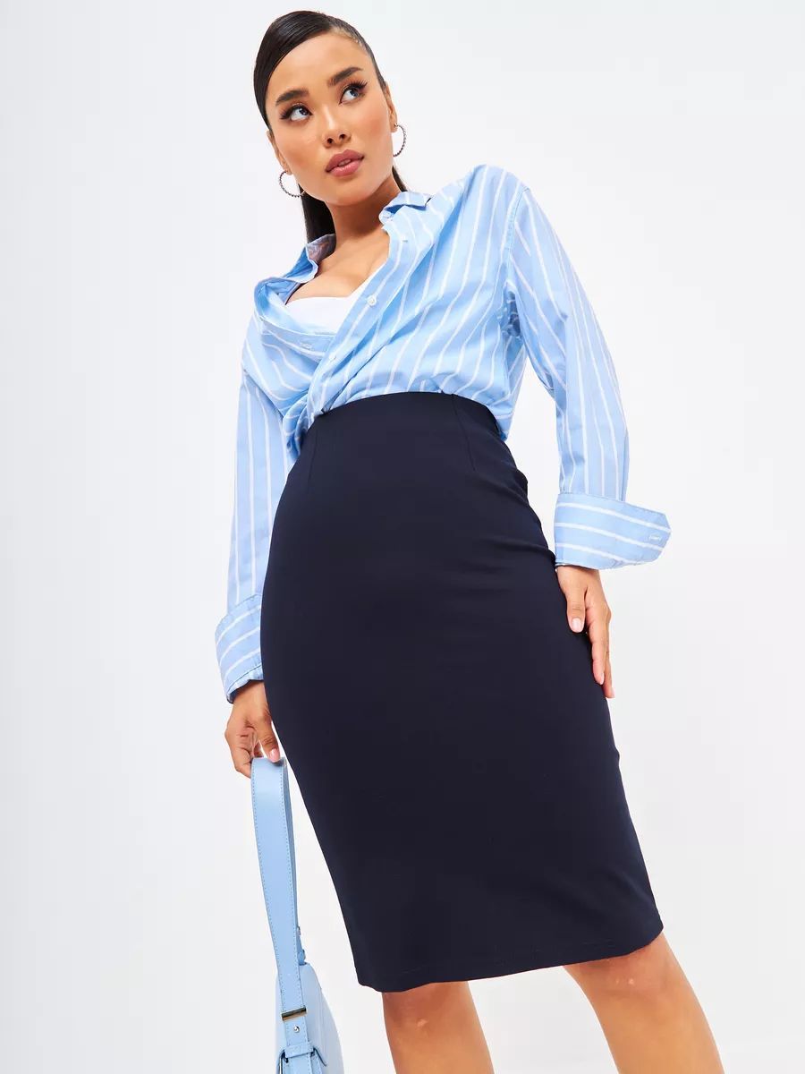 Damen figurbetonter Rock mit Reißverschlussdetails und hohem Bund Heidi-Mode