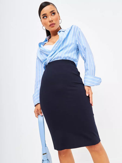 Damen figurbetonter Rock mit Reißverschlussdetails und hohem Bund Heidi-Mode