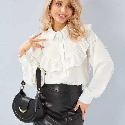 Damen elegantes Blusenshirt mit Rüschen und soften Baumwollstoff Heidi-Mode