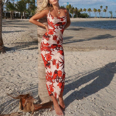 Damen Maxikleid mit schickem Faltenwurf und tiefem V-Ausschnitt Heidi-Mode