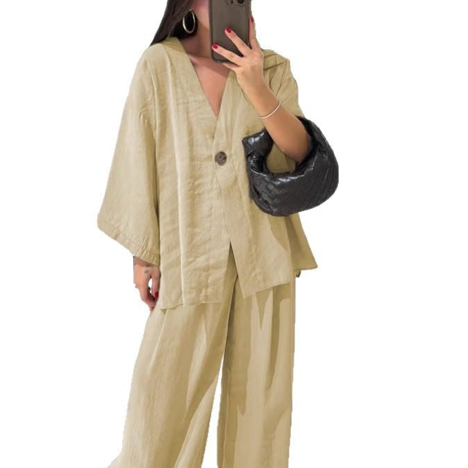 Damen Leichte und luftige Loungewear Kombination mit weitem Schnitt Heidi-Mode