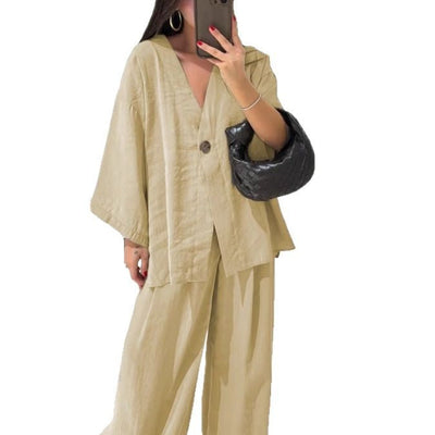 Damen Leichte und luftige Loungewear Kombination mit weitem Schnitt Heidi-Mode