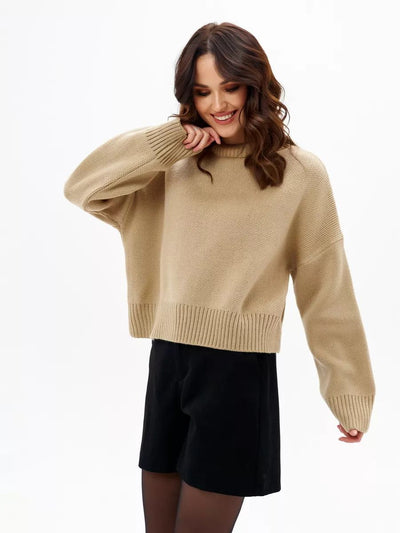 Damen lässiger Strickpullover mit komfortablem Schnitt und feiner Textur Heidi-Mode