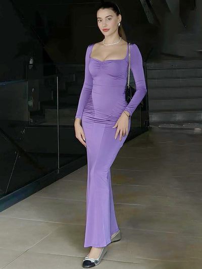 Damen elegantes Kleid mit gerafftem Design und schmalem Schnitt Heidi-Mode