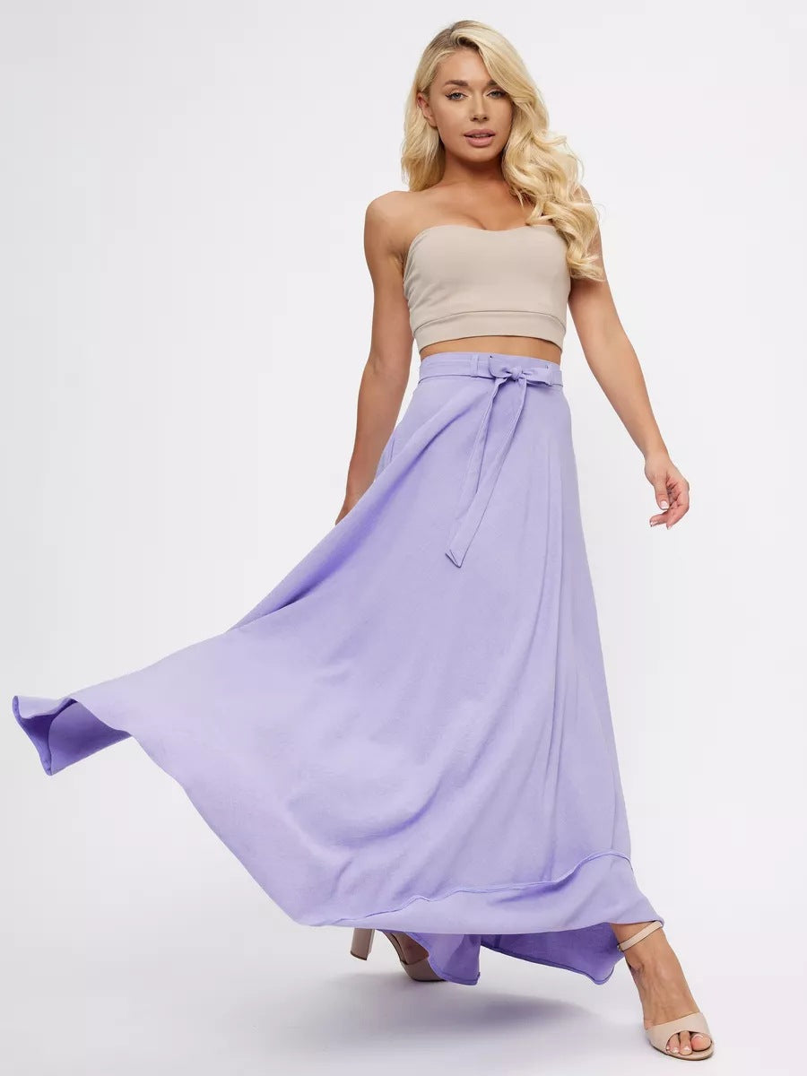 Damen Maxirock mit eleganter Schleifenbund-Bindung und fließendem Stoff Heidi-Mode