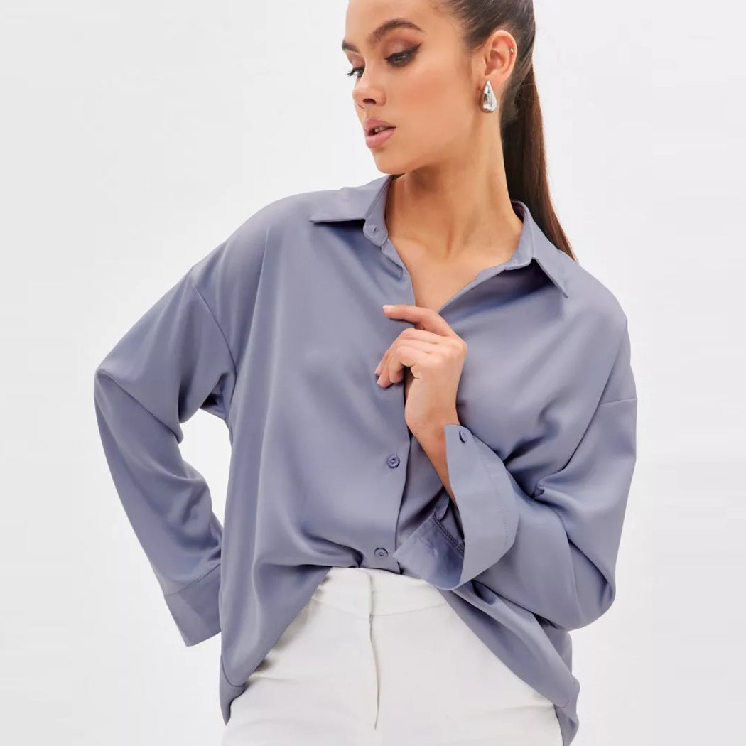 Damen Elegantes Blusenoberteil aus hochwertigem Satin Heidi-Mode