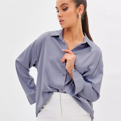 Damen Elegantes Blusenoberteil aus hochwertigem Satin Heidi-Mode