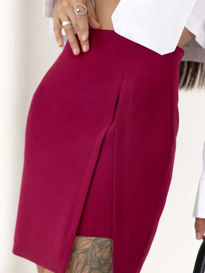 Damen modischer Minirock mit hoher Taille und seitlichem Schlitz Heidi-Mode