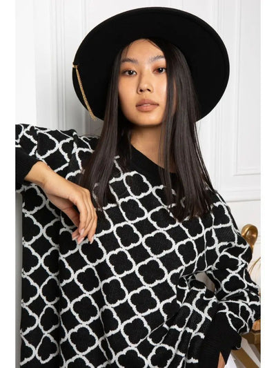 Damen lässiger Pullover mit stilvollem Mustermix und gerippten Bündchen Heidi-Mode