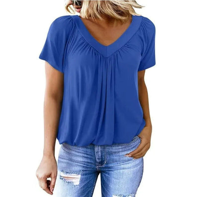 Damen V-Ausschnitt Bluse mit weichem Fall und modischem Schnitt Heidi-Mode