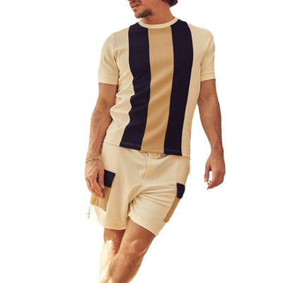 Herren modernes Freizeit-Set mit kontrastierenden Streifen Aliams