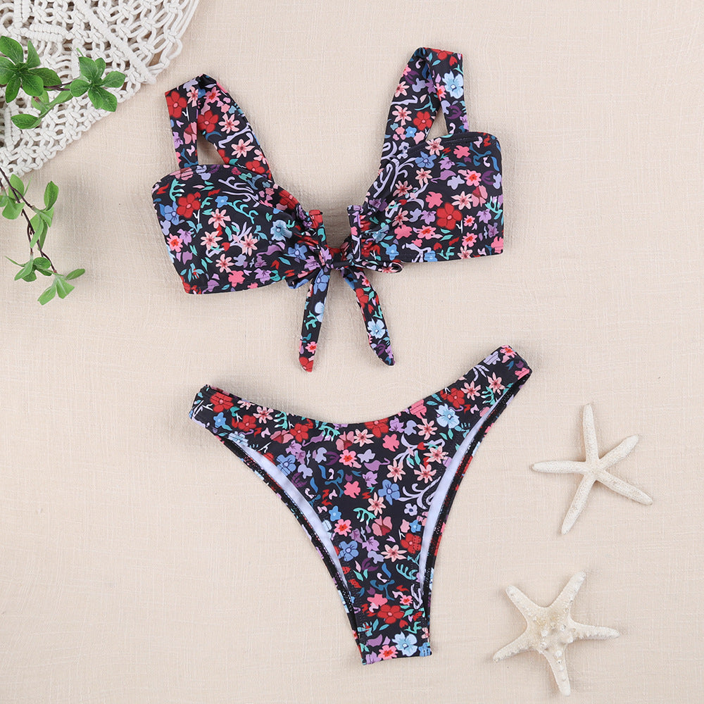 Damen Floral Print Bindefront Bikini Set Heidi-Mode