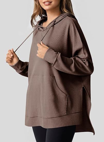 Damen Oversized Kapuzenpullover mit praktischen Eingrifftaschen und hochwertigem Strukturstoff Heidi-Mode
