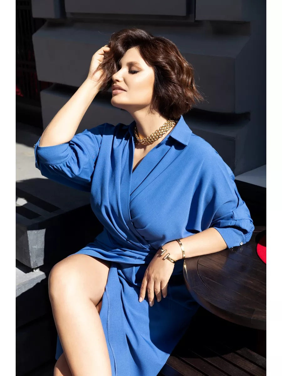 Damen Wickelkleid mit eleganter Drapierung und tailliertem Schnitt Heidi-Mode