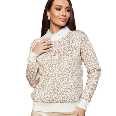 Damen Strickoberteil mit stylishen Leo- und Kaschmir-Optik Heidi-Mode