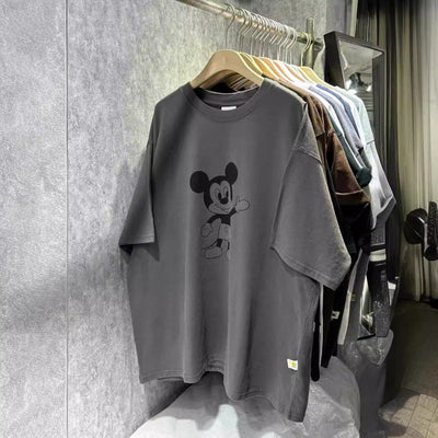 Damen Oversized T-Shirt mit einzigartigem Mickey Mouse Grafikdruck Heidi-Mode