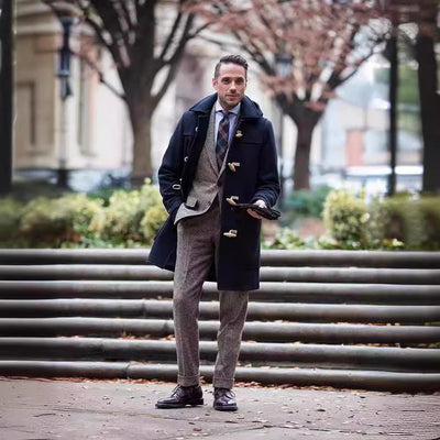 Herren eleganter Dufflecoat aus hochwertiger Wolle Aliams