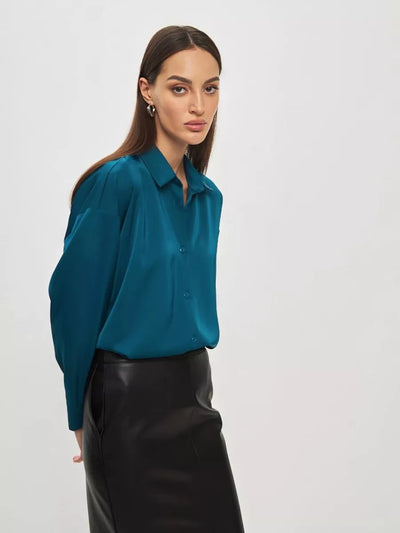 Damen Elegantes Blusenoberteil aus hochwertigem Satin Heidi-Mode