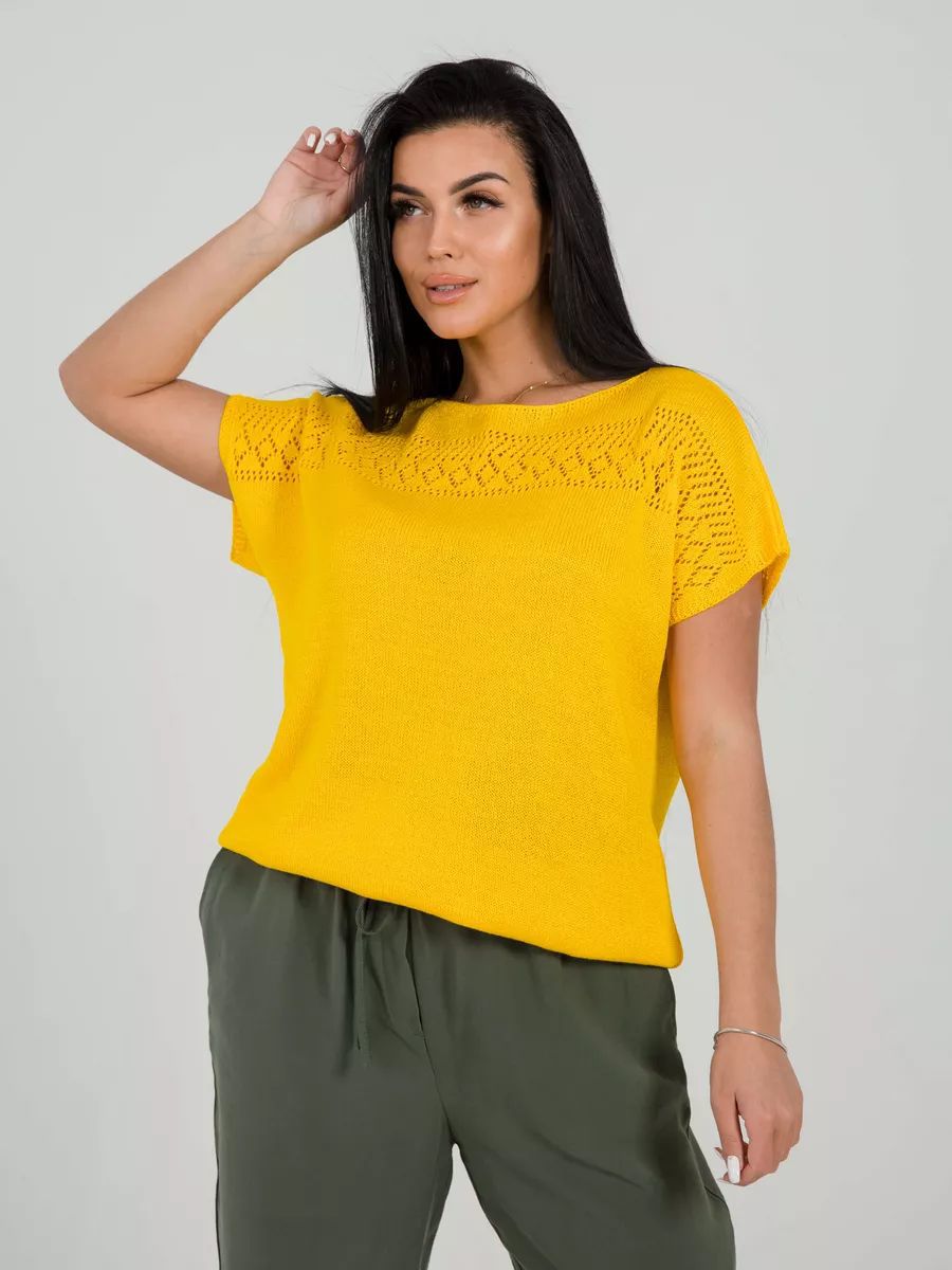 Damen luftiges Strickoberteil mit feiner Lochmusterstruktur und lässigem Schnitt Heidi-Mode