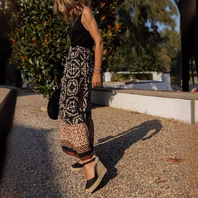 Damen Maxirock mit floralen Mustern und voluminösem Saum Heidi-Mode