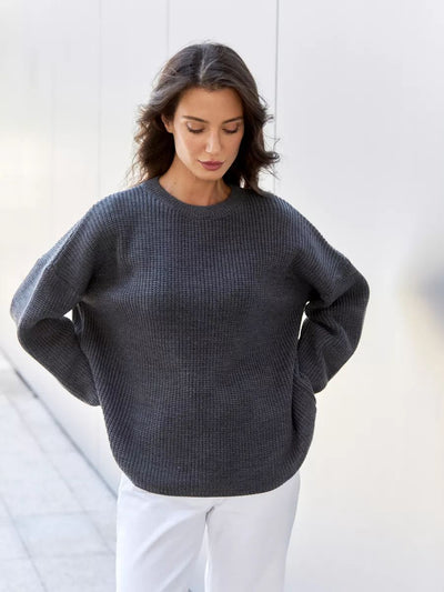 Damen lässiger Pullover im Strukturstrickdesign Heidi-Mode