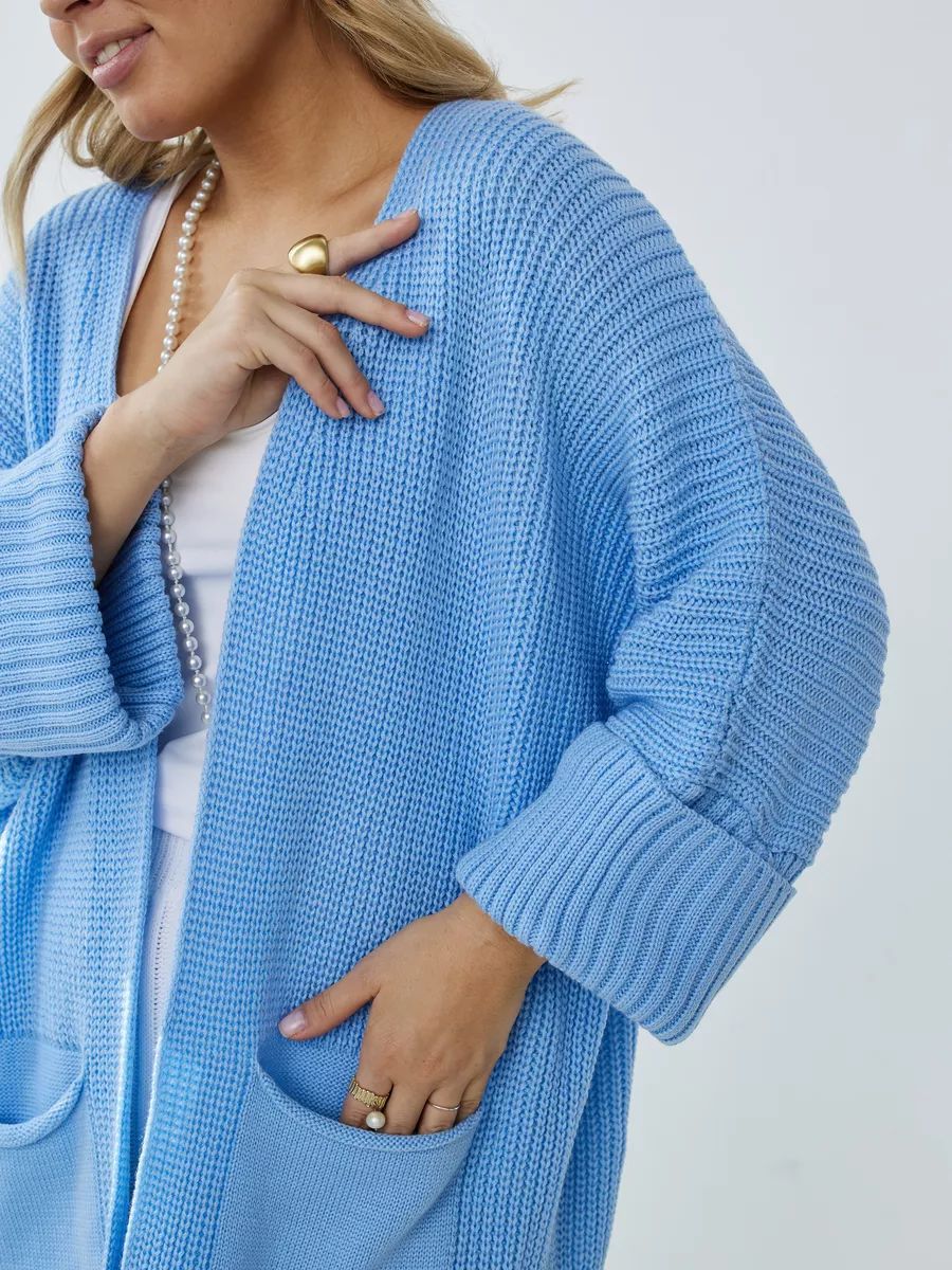 Damen modischer Strickcardigan mit lässigem Schnitt und praktischen Taschen Heidi-Mode