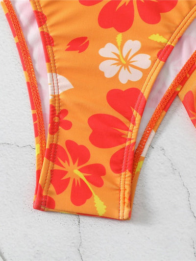 Damen Floral Print Zweiteiliger Badeanzug mit Sarong Heidi-Mode
