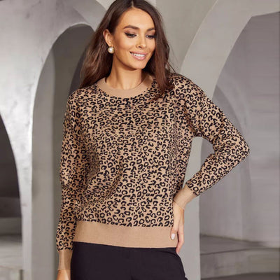 Damen Strickoberteil mit stylishen Leo- und Kaschmir-Optik Heidi-Mode