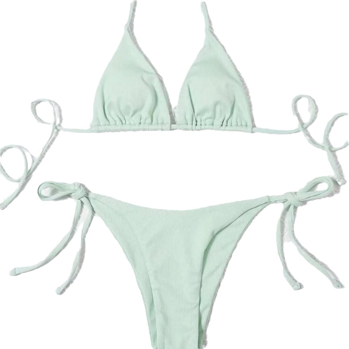 Damen Triangel-Bikini-Set mit verstellbaren Bindebändern und ribbed Design Heidi-Mode