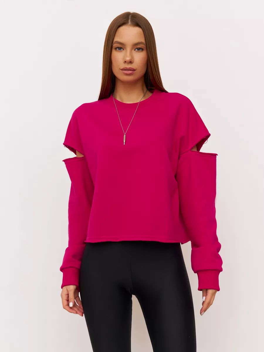 Damen lässiges Sweatshirt mit asymmetrischen Cut-Out-Details und oversized Schnitt Heidi-Mode