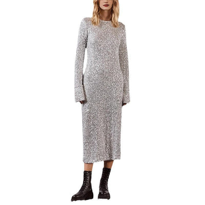 Damen Glitzerndes Abendkleid mit eleganten langen Ärmeln und komfortablem Schnitt Heidi-Mode