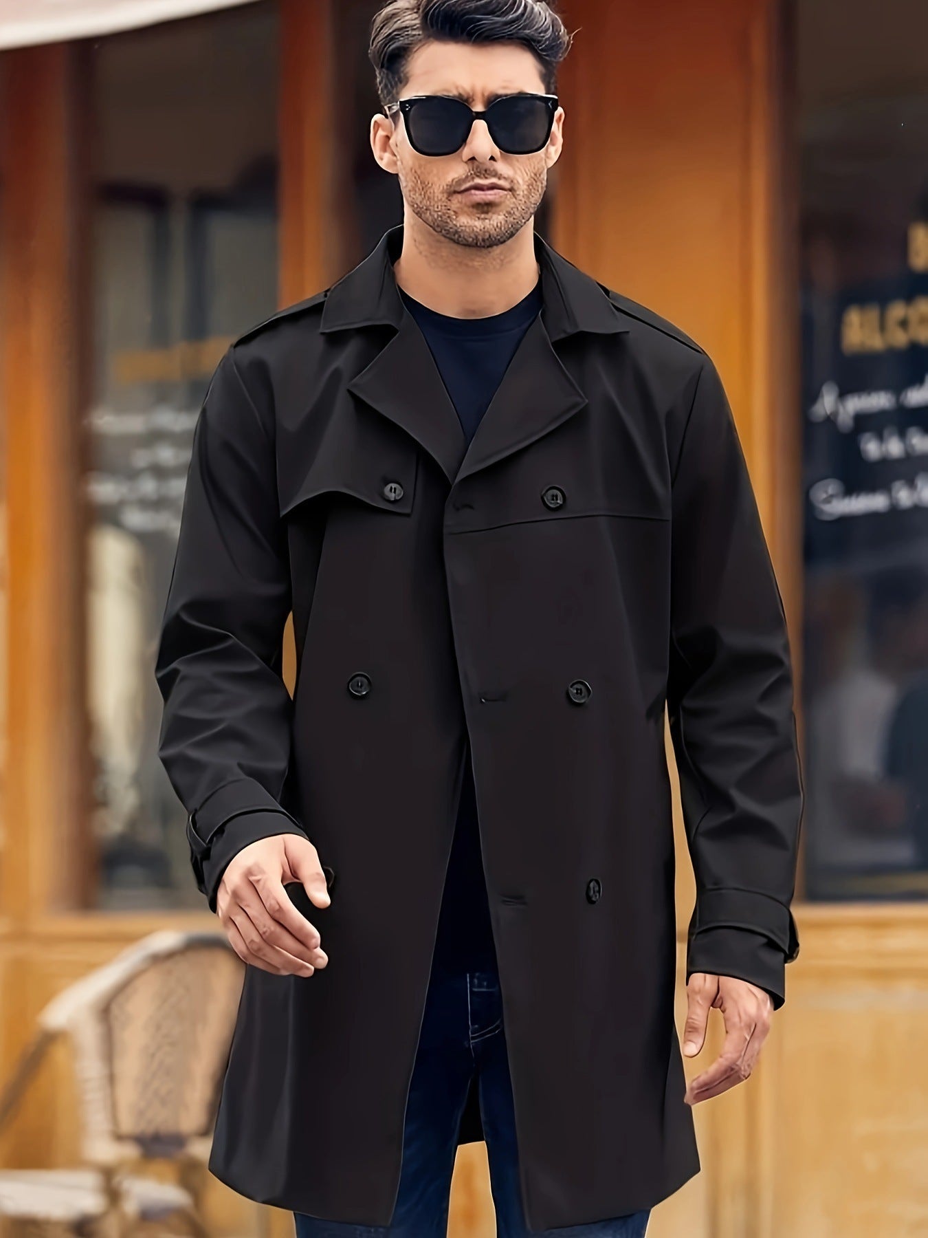 Herren eleganter Trenchcoat mit praktischen Taschen Aliams