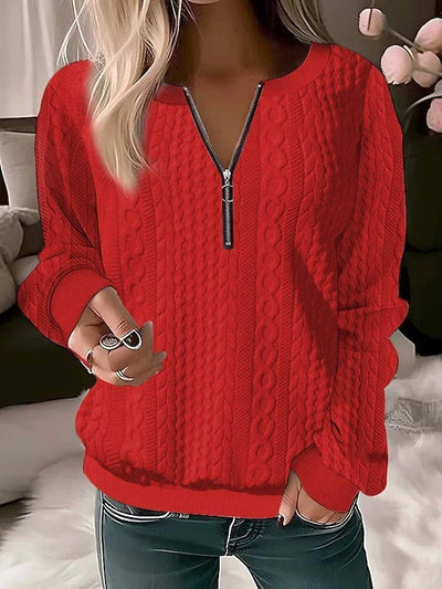 Damen Strickpullover mit Reißverschluss Heidi-Mode