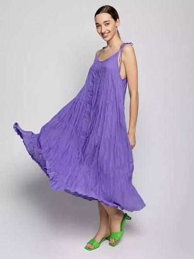 Damen luftiges Maxikleid mit Trägern und lässigem Faltenwurf Heidi-Mode