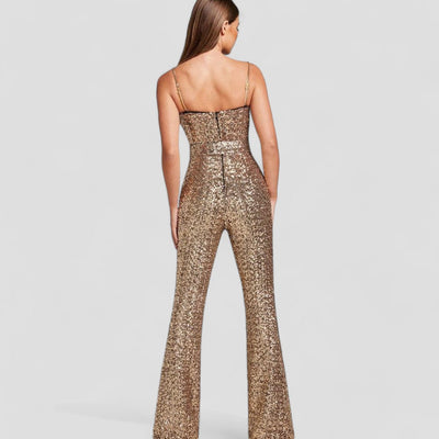 Ausgestellter Jumpsuit – Eleganter Abendlook mit luxuriösen Pailletten