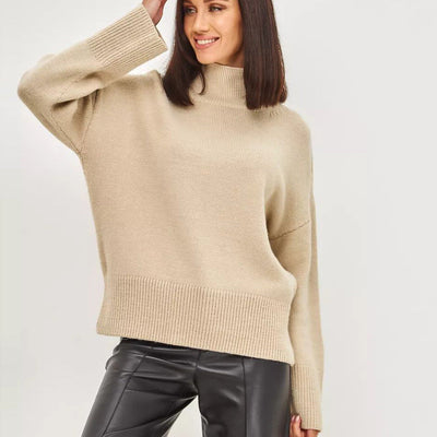 Damen lässiger Rollkragenpullover aus weichem Material Heidi-Mode