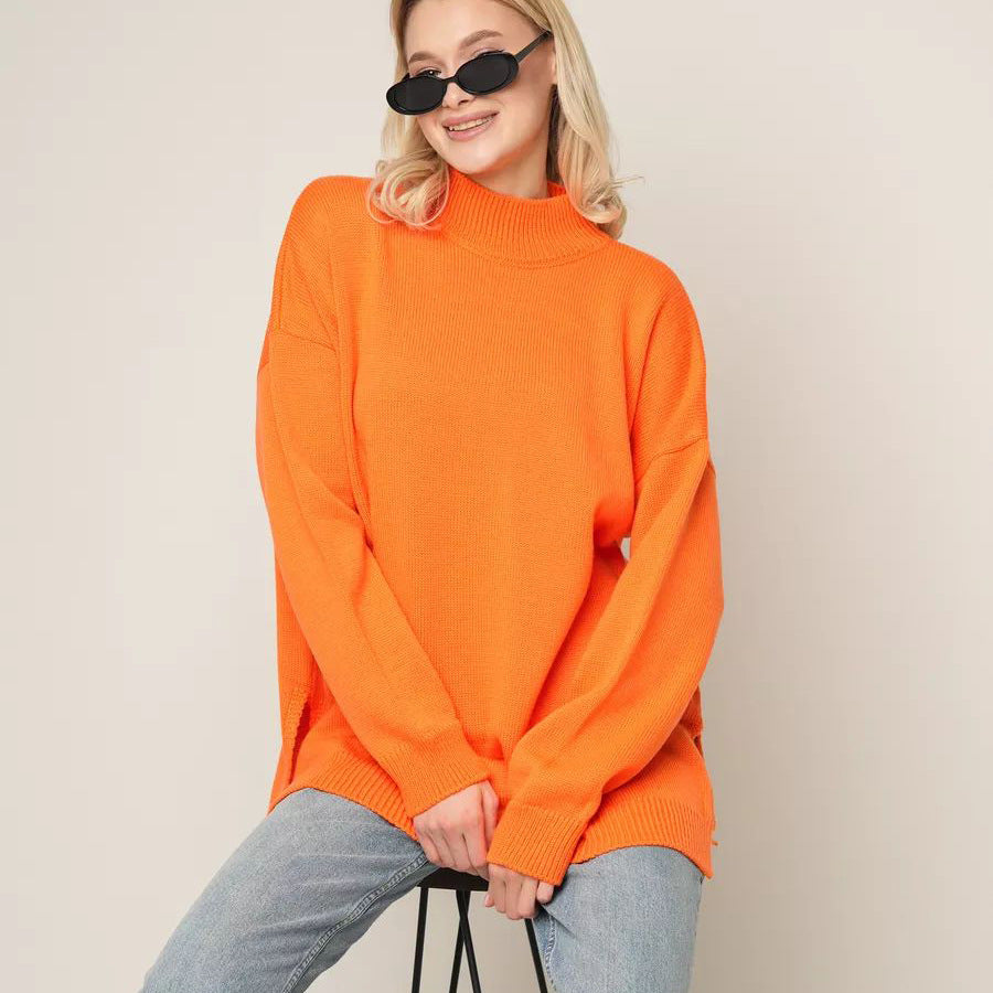 Damen Oversized Rollkragenpullover aus hochwertiger Baumwolle Heidi-Mode