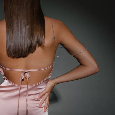 Damen elegantes Abendkleid mit spaghettiträgern und schimmerndem Satinfinish Heidi-Mode