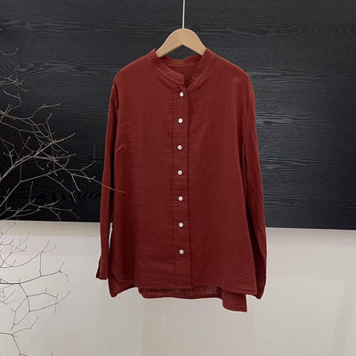 Femme Leichtes Langarm-Button-Up Tunika-Shirt Heidi-Mode