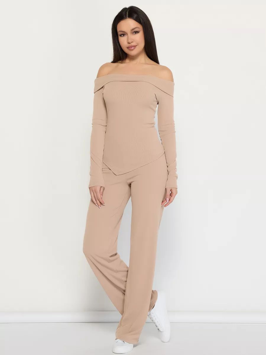 Damen Off-Shoulder Oberteil mit figurbetontem Schnitt und elegantem Lagenlook Heidi-Mode