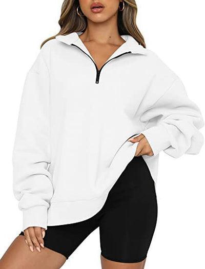 Damen Bequemer Oversized Pullover mit Reißverschluss Heidi-Mode