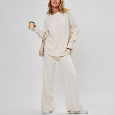 Damen lässiges Strickset mit weitem Schnitt und Knopfdetails Heidi-Mode