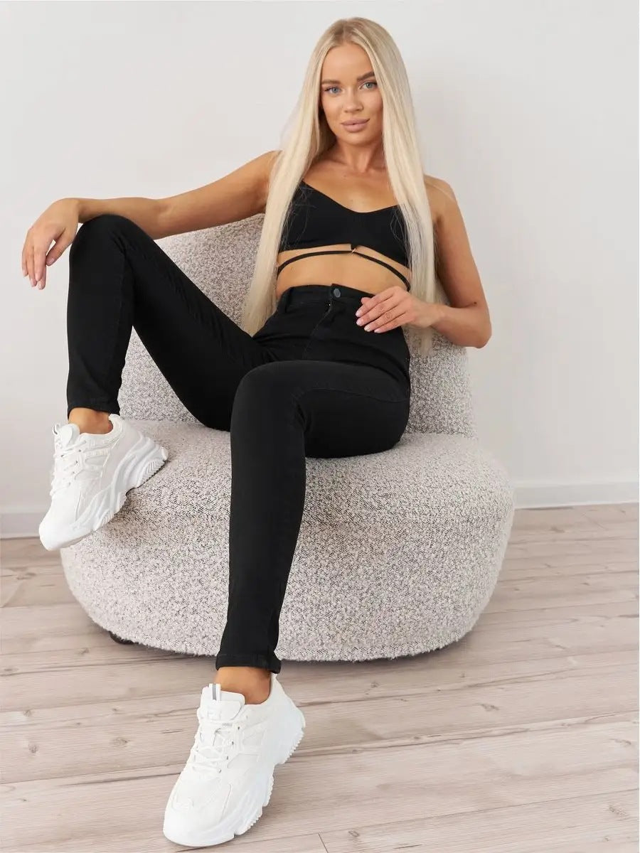 Damen High-Waist Jeans im klassischen Schnitt mit formender Passform Heidi-Mode