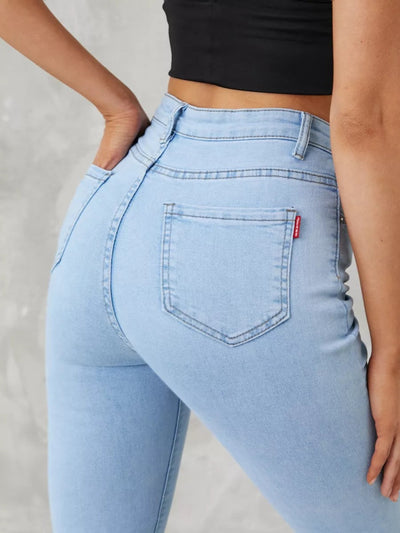 Damen High-Waist Jeans im klassischen Schnitt mit formender Passform Heidi-Mode
