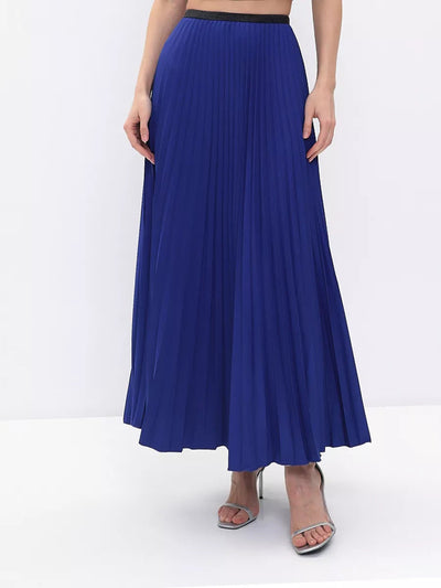 Damen Plissierter Maxirock mit elegantem Bund und fließendem Fall Heidi-Mode