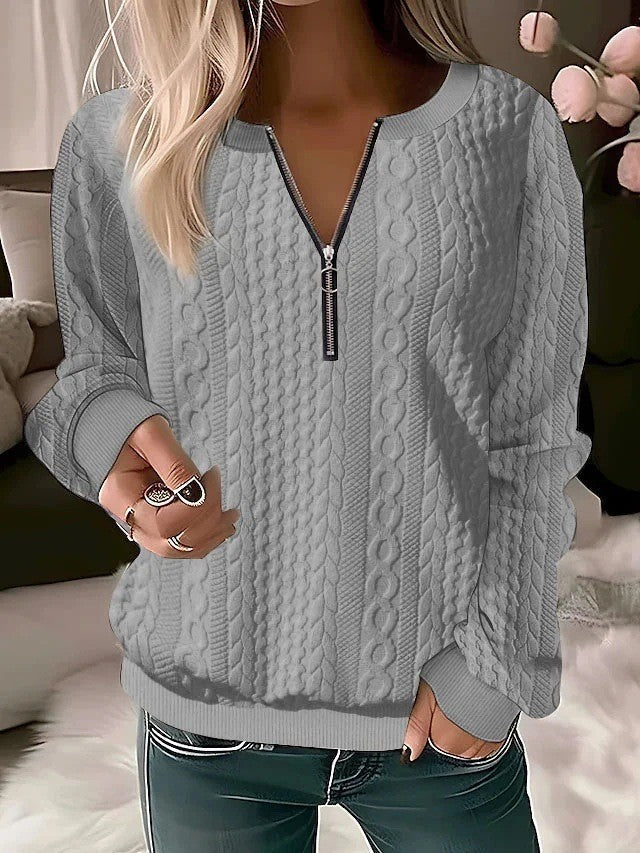 Damen Strickpullover mit Reißverschluss Heidi-Mode