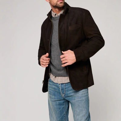 Herren Wildlederjacke mit modernem Schnitt und praktischen Taschen Aliams